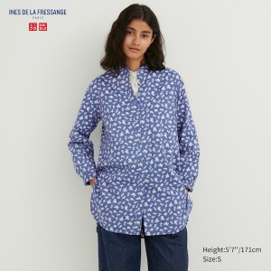 Dámské Košile Uniqlo Bavlněné Silk Long-Sleeve Tunic Blankyt | 6739-XNKWJ