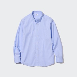 Pánské Košile Uniqlo Extra Fine Bavlněné Broadcloth Long-Sleeve Blankyt | 8714-OIDCN