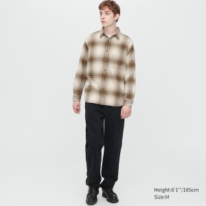 Pánské Košile Uniqlo Flannel Checked Long-Sleeve Měď | 5639-WHFYX
