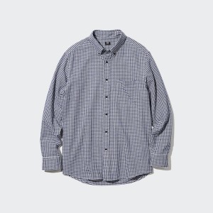 Pánské Košile Uniqlo Flannel Checked Long-Sleeve Blankyt | 4281-ALVSF