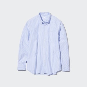 Pánské Košile Uniqlo Oxford Pruhovaný Slim-Fit Long-Sleeve Blankyt | 8304-PSQFV