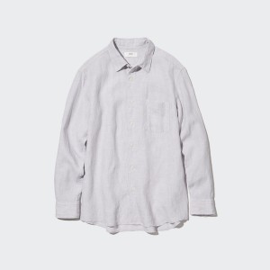 Pánské Košile Uniqlo Premium Linen Long-Sleeve Šedé | 0836-FGOVE