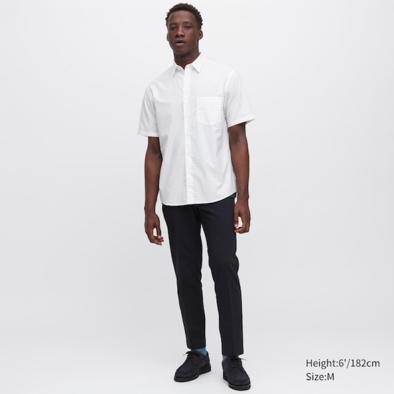 Pánské Košile Uniqlo Extra Fine Bavlněné Krátké-Sleeve Bílé | 6471-HGUWP
