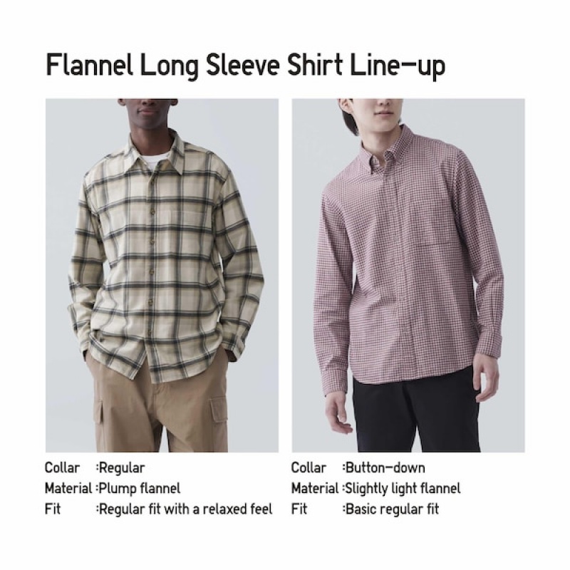 Pánské Košile Uniqlo Flannel Checked Long-Sleeve Žluté | 4153-IVLEO
