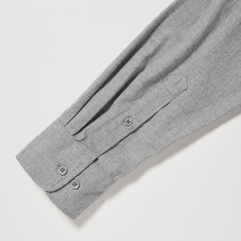 Pánské Košile Uniqlo Flannel Long-Sleeve Šedé | 7810-TMESB